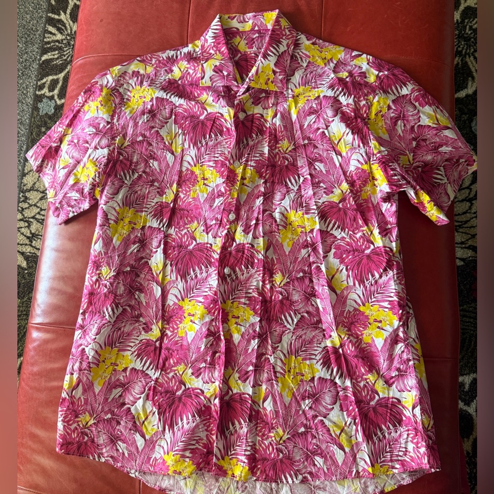 BERTIGO Regular Fit Tropical Print Poplin Shirt size XXL